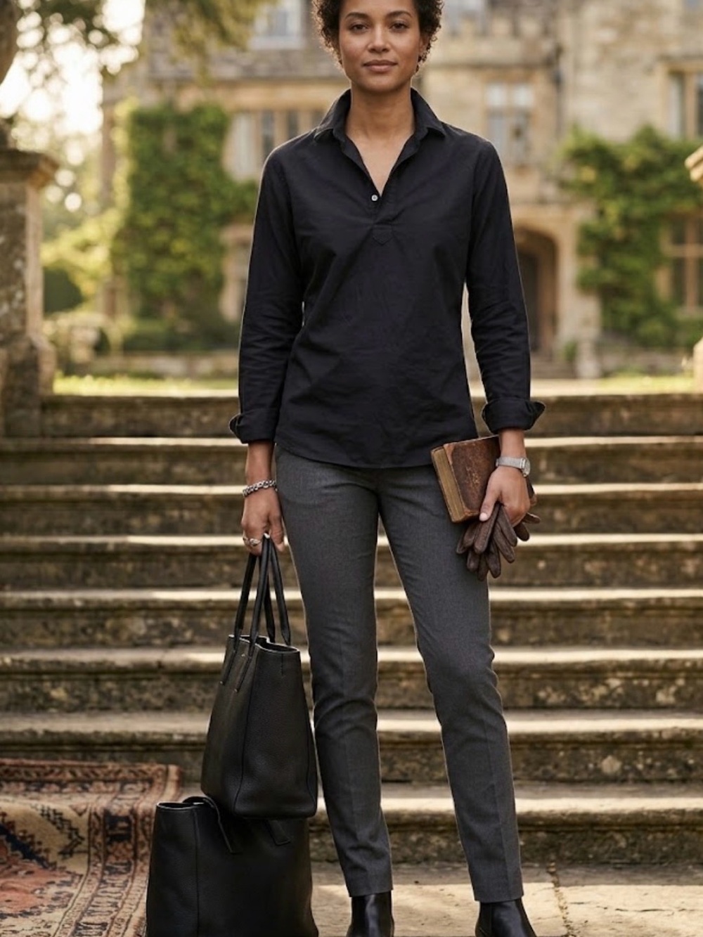 Ralph Lauren Black Label Women's Black Cotton Popover Shirt Size M